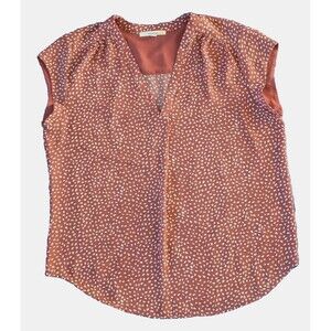 Fun2Fun Women's V-Neck Pink-ish Lightweight Polka Dot Blouse L